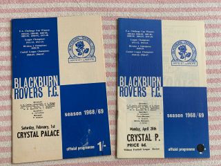 1968/69 Rare Blackburn Rovers V Crystal Palace 1/2/1969 Postponed 28/4 Played.