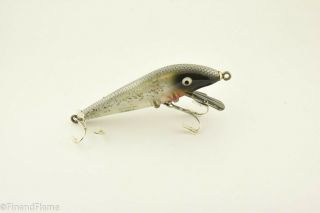 Vintage Heddon Tiger Spook Antique Fishing Lure Silver Scale Gh834