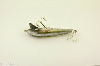 Vintage Heddon Tiger Spook Antique Fishing Lure Silver Scale GH834 3