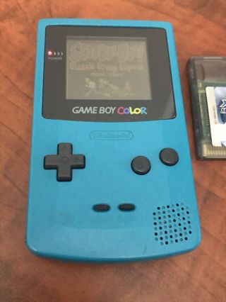 Rare - Nintendo Gameboy Color Gbc Cgb - 001 Teal Blue; Cleaned & W/ 2 Games