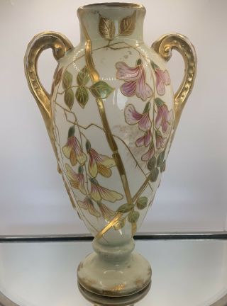 Antique Franz Anton Mehlem Royal Bonn Hand Painted Porcelain Vase 9”