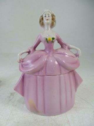 Antique Madam Pompadour Erphila Czech Covered Powder Jar Vanity Half Doll Vtg