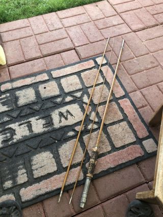 Vintage Split Bamboo 9’1.  5” Fly Fishing Rod 3pc No Name On It For Restoration