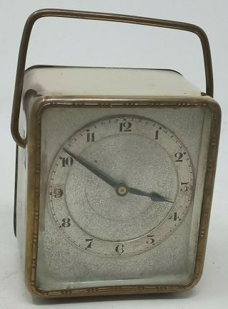 Vintage Early 20th Century Brass Travel Clock Unusual Winder