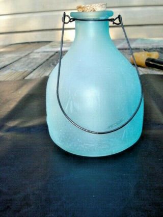 Vintage Frosted Blue Glass Behive Shape Fly Bee Wasp Bug Insect Trap Catcher