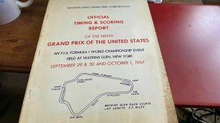 U.  S.  A - - Formula One Grand Prix 1967 - - Official Timing And Scoring Report - - Rare