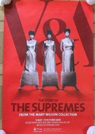 Supremes Og V&a Rock Hall Exhibit Promo Poster Rare Mary Wilson Diana Ross 2008