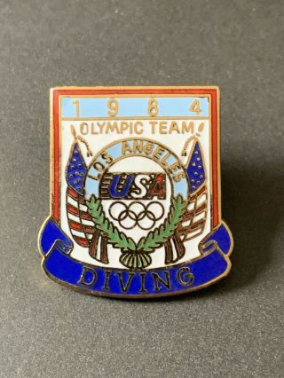Very Rare La 1984 Olympics Pin Badge Usa Diving Team Los Angeles