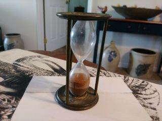 Brass Sand Timer Three Rod Hour Glass Antique