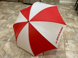 Rare Dunlop Golf Deluxe 68 " Staff Golf Umbrella Red & White Fiberglass Shaft 80s
