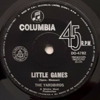 The Yardbirds Little Games Rare 1967 Aust Oz Columbia Label Single