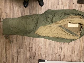 Vintage Us Army Issue Mountain M - 1949 Sleeping Bag With Cover Good Cond Large