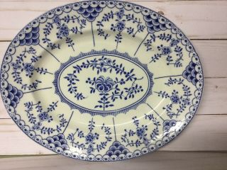 Antique Blue And White Platter Burslem England Steventon & Sons 12”