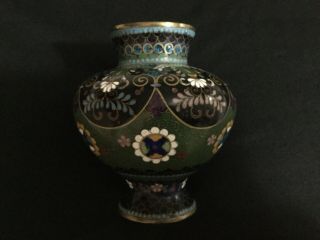 Small Older Antique/vintage Chinese CloisonnÉ & Bronze Or Brass Vase