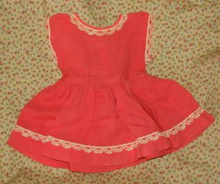 Vintage 1950s Terri Lee Doll Sleeveless Linen Dress Salmon Pink W Trim