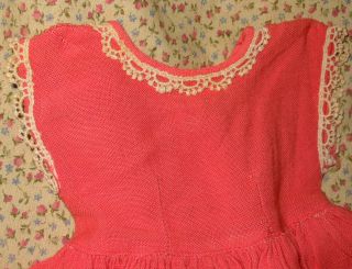 Vintage 1950s Terri Lee Doll Sleeveless Linen Dress Salmon Pink w Trim 3