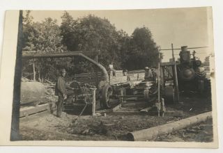 Antique Real Photo Postcard Lumber Yard Operation Saw,  Steam Engine,  Wood C1910