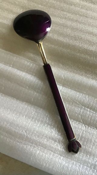 Vintage David Andersen (norway) Sterling Silver,  Gold Wash Purple Enamel Spoon