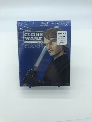 Star Wars The Clone Wars The Complete Season Three Blu Ray,  Rare Oop Slipcover
