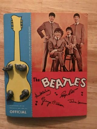 Rare The Beatles Tie Tack Pin Color 1964 4 Heads