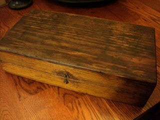 Dove Tailed Vintage Wood Box With Brass Hinges & Locking Brass Hasp 11 " X 6 "