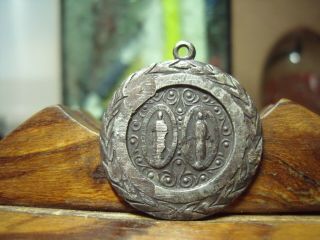 SACRED HEART OF JESUS - STERLING SILVER Antique - Medal 