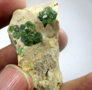 127 Ct Rare Green Garnet Crystal Cluster With Strange Style @ Mohmand Agency
