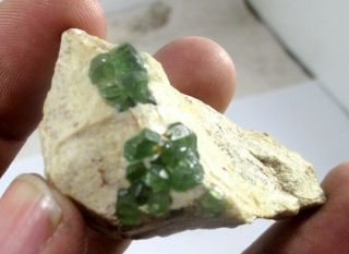 127 Ct Rare Green Garnet Crystal Cluster with Strange Style @ Mohmand Agency 3