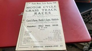Poole - - Motor Cycle Grass Track Races 1948 - - - Programme - - 2nd May 1948 - - Rare