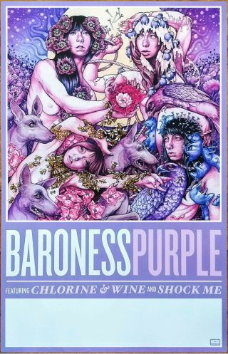 Baroness Purple Ltd Ed Rare Tour Poster Display John Dyer Baizley Art Metal