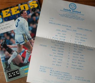 Leeds United V Coventry City 1991 Programme With Rare Teamsheet