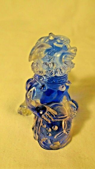 Vintage chinese Hand - made Cobalt Blue Peking Glass Pug - Dog 2