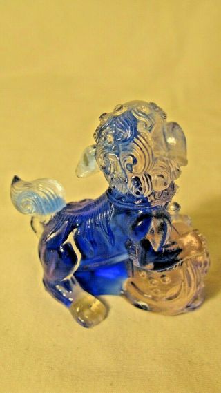 Vintage chinese Hand - made Cobalt Blue Peking Glass Pug - Dog 3