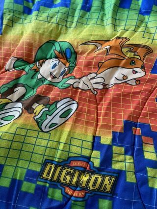 RARE Vintage 1990 Digimon Digital Monsters Kid Twin Comforter Blue Cover Blanket 2