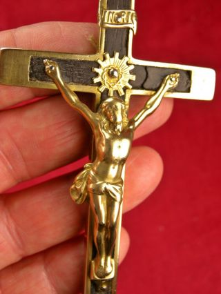 Retired Carmelite Prioress Nuns Rare Antique Bronze & Ebony Habit Cross Crucifix
