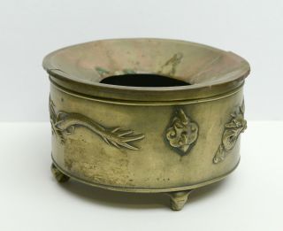 Antique Brass Ashtray With Dragon Designs Claw Type Feet Rare