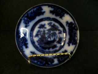 Antique E Challinor Pelew Stafford Shire Flow Blue Ironstone Porcelain 6 " Bowls