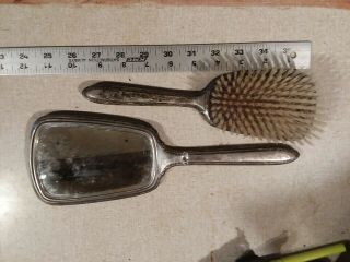 Vintage Sterling Silver Mirror And Brush Set.  0166