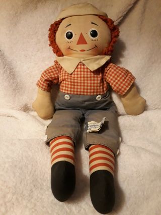 Vintage Knickerbocker Raggedy Andy Stuffed Doll 15”