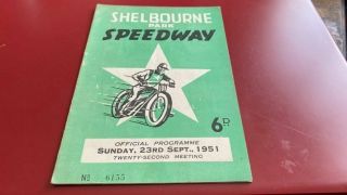 Shelbourne - - Irish Champs - - Speedway Programme - - - 23rd September 1951 - - Rare