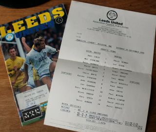 Leeds United V Arsenal 1990 Programme With Rare Teamsheet