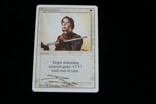 Righteousness Magic Gathering Mtg Artist Proof From Revised Nm Signed Rare