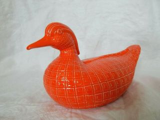 Rare Vtg Roselane Pasadena California Art Pottery Duck Figurine 22 Orange