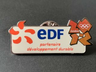 Very Rare French Language London 2012 Olympics Pin Badge Edf Sponsor Partner