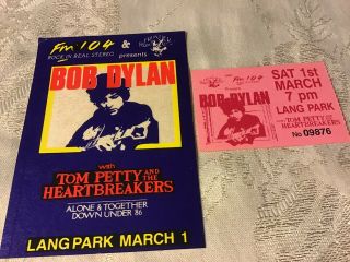 Rare Vintage Authentic Bob Dylan Tom Petty The Heartbreakers Concert Ticket 1986