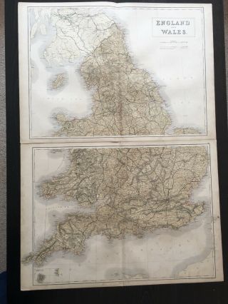 1858 England & Wales Antique Map By Adam & Charles Black 160 Years Old