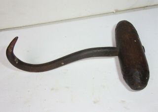 Antique Primitive Small Hay Bale Meat Ice Logging Hook Farm Tool 4.  5 "