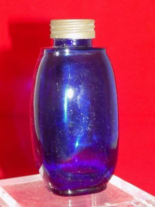 Antique WW2 United Drug Co Bottle Pharmacy Medicine Cobalt Blue w/ Lid 3