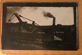 Rare Great Northern Train Railroad Steam Shovel Rppc Postcard