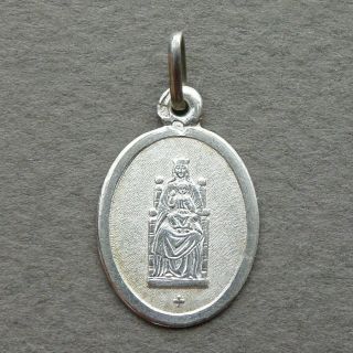 French Antique Sterling Silver Religious Pendant Virgin Mary Medal Hallmarked